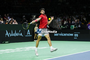 2024-11-19 - Carlos Alcaraz of Spain in action against Tallon Griekspoor of Netherlands during the Davis Cup 2024, quarter-final tennis event between Netherlands and Spain on 19 November 2024 in Malaga, Spain - TENNIS - DAVIS CUP 2024 - 1/4 - NETHERLANDS V SPAIN - INTERNATIONALS - TENNIS