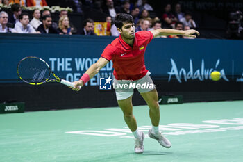 2024-11-19 - Carlos Alcaraz of Spain in action against Tallon Griekspoor of Netherlands during the Davis Cup 2024, quarter-final tennis event between Netherlands and Spain on 19 November 2024 in Malaga, Spain - TENNIS - DAVIS CUP 2024 - 1/4 - NETHERLANDS V SPAIN - INTERNATIONALS - TENNIS