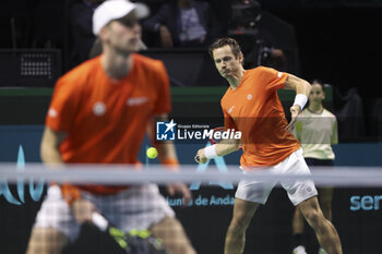 2024-11-20 - Wesley Koolhof and Botic Van De Zandschulp of Netherlands during the 2024 Davis Cup Finals quarter-final tennis tie between Netherlands and Spain at Palacio de Deportes Jose Maria Martin Carpena on 19 November 2024 in Malaga, Spain - TENNIS - DAVIS CUP 2024 - 1/4 - NETHERLANDS V SPAIN - INTERNATIONALS - TENNIS