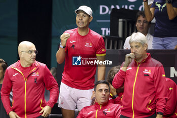 2024-11-20 - Rafael Nadal of Spain supports the doubles team during the 2024 Davis Cup Finals quarter-final tennis tie between Netherlands and Spain at Palacio de Deportes Jose Maria Martin Carpena on 19 November 2024 in Malaga, Spain - TENNIS - DAVIS CUP 2024 - 1/4 - NETHERLANDS V SPAIN - INTERNATIONALS - TENNIS