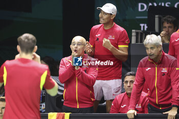 2024-11-20 - Rafael Nadal of Spain supports the doubles team during the 2024 Davis Cup Finals quarter-final tennis tie between Netherlands and Spain at Palacio de Deportes Jose Maria Martin Carpena on 19 November 2024 in Malaga, Spain - TENNIS - DAVIS CUP 2024 - 1/4 - NETHERLANDS V SPAIN - INTERNATIONALS - TENNIS