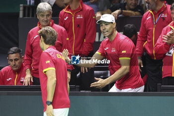 2024-11-20 - Rafael Nadal of Spain supports the doubles team during the 2024 Davis Cup Finals quarter-final tennis tie between Netherlands and Spain at Palacio de Deportes Jose Maria Martin Carpena on 19 November 2024 in Malaga, Spain - TENNIS - DAVIS CUP 2024 - 1/4 - NETHERLANDS V SPAIN - INTERNATIONALS - TENNIS