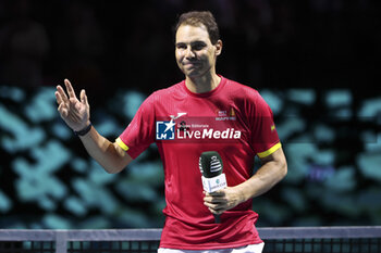 2024-11-20 - Rafael Nadal of Spain during his farewell ceremony following the 2024 Davis Cup Finals quarter-final tennis tie between Netherlands and Spain at Palacio de Deportes Jose Maria Martin Carpena on 19 November 2024 in Malaga, Spain - TENNIS - DAVIS CUP 2024 - 1/4 - NETHERLANDS V SPAIN - INTERNATIONALS - TENNIS