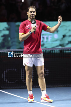 2024-11-20 - Rafael Nadal of Spain during his farewell ceremony following the 2024 Davis Cup Finals quarter-final tennis tie between Netherlands and Spain at Palacio de Deportes Jose Maria Martin Carpena on 19 November 2024 in Malaga, Spain - TENNIS - DAVIS CUP 2024 - 1/4 - NETHERLANDS V SPAIN - INTERNATIONALS - TENNIS