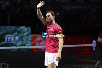 2024-11-20 - Rafael Nadal of Spain during his farewell ceremony following the 2024 Davis Cup Finals quarter-final tennis tie between Netherlands and Spain at Palacio de Deportes Jose Maria Martin Carpena on 19 November 2024 in Malaga, Spain - TENNIS - DAVIS CUP 2024 - 1/4 - NETHERLANDS V SPAIN - INTERNATIONALS - TENNIS