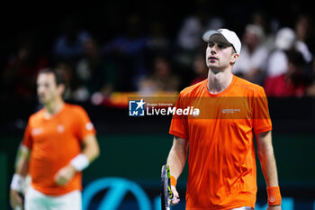 2024-11-20 - Botic Van de Zandschulp of Netherlands plays doubles during the Davis Cup 2024, quarter-final tennis event between Netherlands and Spain on 19 November 2024 in Malaga, Spain - TENNIS - DAVIS CUP 2024 - 1/4 - NETHERLANDS V SPAIN - INTERNATIONALS - TENNIS