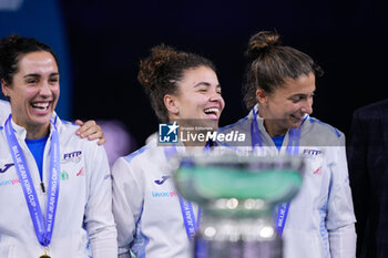 2024-11-20 - Italy celebrates the victory, Final tennis match between Slovakia and Italy during the Billie Jean King Cup 2024 on 20 November 2024 in Malaga, Spain - TENNIS - BILLIE JEAN KING CUP 2024 - FINAL - INTERNATIONALS - TENNIS