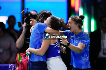 2024-11-20 - Jasmine Paolini of Italy celebrates the victory against Rebecca Sramkova of Slovakia, Final tennis match between Slovakia and Italy during the Billie Jean King Cup 2024 on 20 November 2024 in Malaga, Spain - TENNIS - BILLIE JEAN KING CUP 2024 - FINAL - INTERNATIONALS - TENNIS