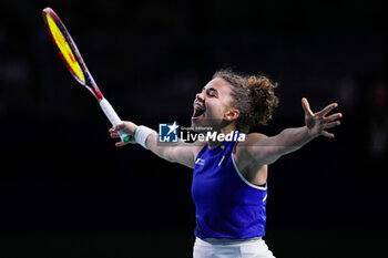 2024-11-20 - Jasmine Paolini of Italy celebrates the victory against Rebecca Sramkova of Slovakia, Final tennis match between Slovakia and Italy during the Billie Jean King Cup 2024 on 20 November 2024 in Malaga, Spain - TENNIS - BILLIE JEAN KING CUP 2024 - FINAL - INTERNATIONALS - TENNIS