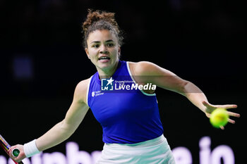 2024-11-20 - Jasmine Paolini of Italy in action against Rebecca Sramkova of Slovakia, Final tennis match between Slovakia and Italy during the Billie Jean King Cup 2024 on 20 November 2024 in Malaga, Spain - TENNIS - BILLIE JEAN KING CUP 2024 - FINAL - INTERNATIONALS - TENNIS