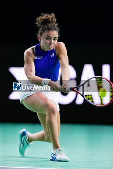 2024-11-20 - Jasmine Paolini of Italy in action against Rebecca Sramkova of Slovakia, Final tennis match between Slovakia and Italy during the Billie Jean King Cup 2024 on 20 November 2024 in Malaga, Spain - TENNIS - BILLIE JEAN KING CUP 2024 - FINAL - INTERNATIONALS - TENNIS