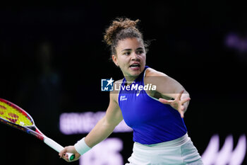 2024-11-20 - Jasmine Paolini of Italy in action against Rebecca Sramkova of Slovakia, Final tennis match between Slovakia and Italy during the Billie Jean King Cup 2024 on 20 November 2024 in Malaga, Spain - TENNIS - BILLIE JEAN KING CUP 2024 - FINAL - INTERNATIONALS - TENNIS