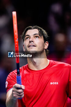 2024-11-21 - Taylor Fritz of USA celebrates after winning against Alex de Minaur of Australia during the Davis Cup 2024, quarter-final tennis event between United States and Australia on 21 November 2024 in Malaga, Spain - TENNIS - DAVIS CUP 2024 - 1/4 - USA V AUSTRALIA - INTERNATIONALS - TENNIS