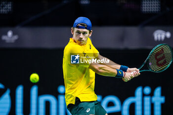 2024-11-21 - Alex de Minaur of Australia in action against Taylor Fritz of USA during the Davis Cup 2024, quarter-final tennis event between United States and Australia on 21 November 2024 in Malaga, Spain - TENNIS - DAVIS CUP 2024 - 1/4 - USA V AUSTRALIA - INTERNATIONALS - TENNIS