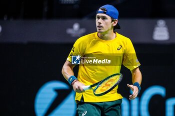 2024-11-21 - Alex de Minaur of Australia in action against Taylor Fritz of USA during the Davis Cup 2024, quarter-final tennis event between United States and Australia on 21 November 2024 in Malaga, Spain - TENNIS - DAVIS CUP 2024 - 1/4 - USA V AUSTRALIA - INTERNATIONALS - TENNIS