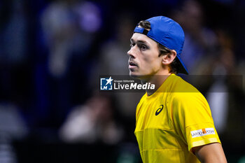 2024-11-21 - Alex de Minaur of Australia in action against Taylor Fritz of USA during the Davis Cup 2024, quarter-final tennis event between United States and Australia on 21 November 2024 in Malaga, Spain - TENNIS - DAVIS CUP 2024 - 1/4 - USA V AUSTRALIA - INTERNATIONALS - TENNIS