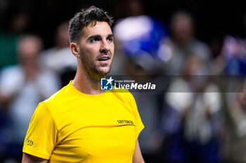 2024-11-21 - Thanasi Kokkinakis of Australia celebrates after winning against Ben Shelton of USA during the Davis Cup 2024, quarter-final tennis event between United States and Australia on 21 November 2024 in Malaga, Spain - TENNIS - DAVIS CUP 2024 - 1/4 - USA V AUSTRALIA - INTERNATIONALS - TENNIS