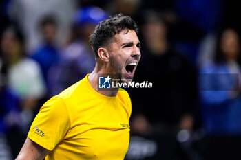 2024-11-21 - Thanasi Kokkinakis of Australia celebrates after winning against Ben Shelton of USA during the Davis Cup 2024, quarter-final tennis event between United States and Australia on 21 November 2024 in Malaga, Spain - TENNIS - DAVIS CUP 2024 - 1/4 - USA V AUSTRALIA - INTERNATIONALS - TENNIS