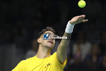 2024-11-21 - Thanasi Kokkinakis of Australia against Ben Shelton of USA during the 2024 Davis Cup Finals quarter-final tennis tie between United States (USA) and Australia at Palacio de Deportes Jose Maria Martin Carpena on November 21, 2024 in Malaga, Spain - TENNIS - DAVIS CUP 2024 - 1/4 - USA V AUSTRALIA - INTERNATIONALS - TENNIS