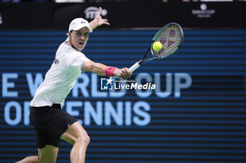 2024-11-22 - Daniel Altmaier of Germany in action against Botic Van de Zandschulp of Netherlands during the Davis Cup 2024, Semi-Finals tennis event between Germany and Netherlands on November 22, 2024 at Martin Carpena Pavilion in Malaga, Spain - TENNIS - DAVIS CUP 2024 - 1/2 - GERMANY V NETHERLANDS - INTERNATIONALS - TENNIS