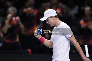 2024-11-22 - Daniel Altmaier of Germany in action against Botic Van de Zandschulp of Netherlands during the Davis Cup 2024, Semi-Finals tennis event between Germany and Netherlands on November 22, 2024 at Martin Carpena Pavilion in Malaga, Spain - TENNIS - DAVIS CUP 2024 - 1/2 - GERMANY V NETHERLANDS - INTERNATIONALS - TENNIS