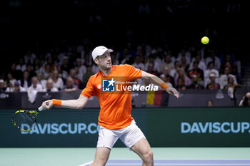 2024-11-22 - Botic Van de Zandschulp of Netherlands in action against Daniel Altmaier of Germany during the Davis Cup 2024, Semi-Finals tennis event between Germany and Netherlands on November 22, 2024 at Martin Carpena Pavilion in Malaga, Spain - TENNIS - DAVIS CUP 2024 - 1/2 - GERMANY V NETHERLANDS - INTERNATIONALS - TENNIS