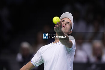 2024-11-22 - Daniel Altmaier of Germany in action against Botic Van de Zandschulp of Netherlands during the Davis Cup 2024, Semi-Finals tennis event between Germany and Netherlands on November 22, 2024 at Martin Carpena Pavilion in Malaga, Spain - TENNIS - DAVIS CUP 2024 - 1/2 - GERMANY V NETHERLANDS - INTERNATIONALS - TENNIS