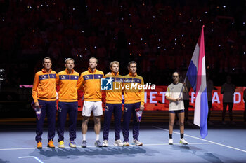 2024-11-22 - Team Netherlands during the Davis Cup 2024, Semi-Finals tennis event between Germany and Netherlands on November 22, 2024 at Martin Carpena Pavilion in Malaga, Spain - TENNIS - DAVIS CUP 2024 - 1/2 - GERMANY V NETHERLANDS - INTERNATIONALS - TENNIS