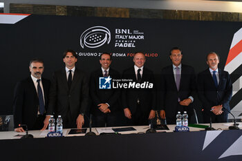 2024-06-06 - Luca Ranieri, Alessandro Onorato, Luigi Carraro, Francesco Lollobrigida, Diego Nepi and Flavio Siniscalchi during press conference to present the BNL ITALY MAJOR PREMIER PADEL at Circolo del Foro Italico, on June 6, 2024 in Rome, Italy. - BNL ITALY MAJOR PREMIER PADEL - PRESS CONFERENCE - PADEL - TENNIS