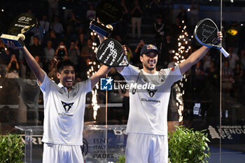 2024-06-23 - Federico Chingotto and Alejandro Galan the winners during the awards ceremony of the BNL Italy Major Premier Padel at Foro Italico in Rome, Italy on July 23th, 2024 - BNL ITALY MAJOR PREMIER PADEL - PADEL - TENNIS