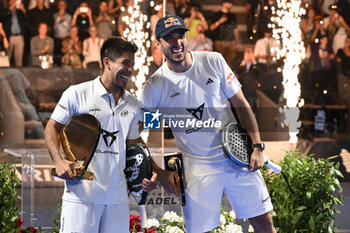 2024-06-23 - Federico Chingotto and Alejandro Galan the winners during the awards ceremony of the BNL Italy Major Premier Padel at Foro Italico in Rome, Italy on July 23th, 2024 - BNL ITALY MAJOR PREMIER PADEL - PADEL - TENNIS