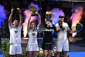 2024-06-23 - Federico Chingotto, Paula Josemaria Martin, Ariana Sanchez Fallada and Alejandro Galan the winners during the awards ceremony of the BNL Italy Major Premier Padel at Foro Italico in Rome, Italy on July 23th, 2024 - BNL ITALY MAJOR PREMIER PADEL - PADEL - TENNIS