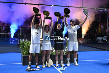 2024-06-23 - Federico Chingotto, Paula Josemaria Martin, Ariana Sanchez Fallada and Alejandro Galan the winners during the awards ceremony of the BNL Italy Major Premier Padel at Foro Italico in Rome, Italy on July 23th, 2024 - BNL ITALY MAJOR PREMIER PADEL - PADEL - TENNIS