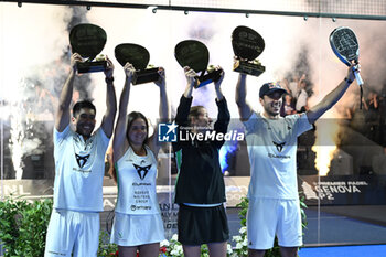 2024-06-23 - Federico Chingotto, Paula Josemaria Martin, Ariana Sanchez Fallada and Alejandro Galan the winners during the awards ceremony of the BNL Italy Major Premier Padel at Foro Italico in Rome, Italy on July 23th, 2024 - BNL ITALY MAJOR PREMIER PADEL - PADEL - TENNIS