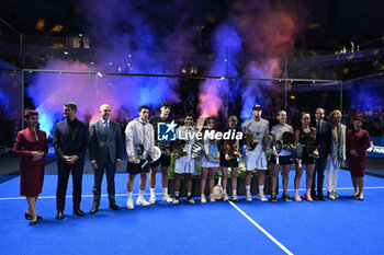 2024-06-23 - Arturo Coello, Agustin Tapia,Federico Chingotto, Paula Josemaria Martin, Ariana Sanchez Fallada, Alejandro Galan, Lucia Sainz Pelegri and Patricia Llaguno Zielinski the winners during the awards ceremony of the BNL Italy Major Premier Padel at Foro Italico in Rome, Italy on July 23th, 2024 - BNL ITALY MAJOR PREMIER PADEL - PADEL - TENNIS