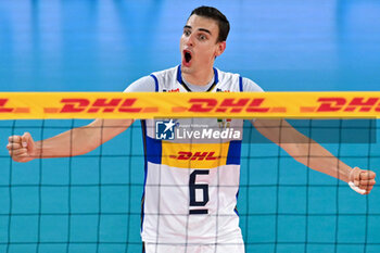 2024-07-16 - Simone Giannelli of Italy celebrates - TEST MATCH - ITALY VS ARGENTINA - FRIENDLY MATCH - VOLLEYBALL