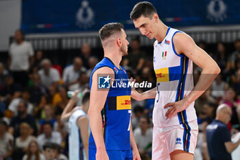 2024-07-16 - Alessandro Michieletto of Italy and Fabio Balaso of Italy - TEST MATCH - ITALY VS ARGENTINA - FRIENDLY MATCH - VOLLEYBALL