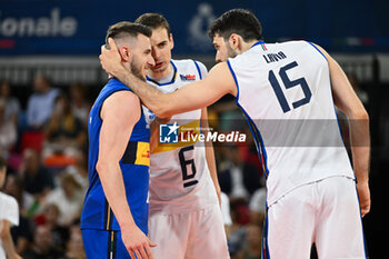 2024-07-16 - Daniele Lavia of Italy, Fabio Balaso of Italy and Simone Giannelli of Italy - TEST MATCH - ITALY VS ARGENTINA - FRIENDLY MATCH - VOLLEYBALL