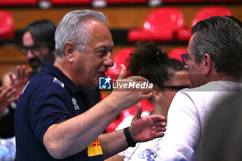 09/05/2024 - Julio Velasco head coach of Italy during Italian Senior Women's National Team and Swedish Senior Women's National Team in the VOLLEYBALL - FRIENDLY MATCH - Test Match at PalaBancaSport di Piacenza - May 9, 2024 - TEST MATCH - ITALY WOMEN VS SWEDEN - AMICHEVOLI - VOLLEY