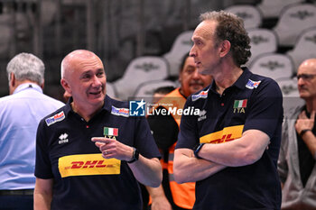 2024-05-09 - Coach assistants of Italian team during Italian Senior Women's National Team and Swedish Senior Women's National Team in the VOLLEYBALL - FRIENDLY MATCH - Test Match at PalaBancaSport di Piacenza - May 9, 2024 - TEST MATCH - ITALY WOMEN VS SWEDEN - FRIENDLY MATCH - VOLLEYBALL