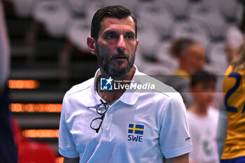 2024-05-09 - Giulio Bregoli head coach of Swedish team during Italian Senior Women's National Team and Swedish Senior Women's National Team in the VOLLEYBALL - FRIENDLY MATCH - Test Match at PalaBancaSport di Piacenza - May 9, 2024 - TEST MATCH - ITALY WOMEN VS SWEDEN - FRIENDLY MATCH - VOLLEYBALL