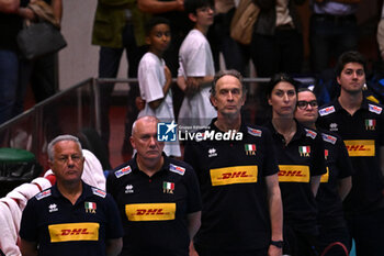 2024-05-09 - Team of Italian coaches during Italian Senior Women's National Team and Swedish Senior Women's National Team in the VOLLEYBALL - FRIENDLY MATCH - Test Match at PalaBancaSport di Piacenza - May 9, 2024 - TEST MATCH - ITALY WOMEN VS SWEDEN - FRIENDLY MATCH - VOLLEYBALL