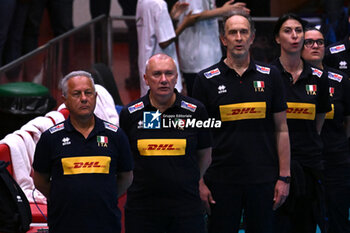 2024-05-09 - Team of Italian coaches during Italian Senior Women's National Team and Swedish Senior Women's National Team in the VOLLEYBALL - FRIENDLY MATCH - Test Match at PalaBancaSport di Piacenza - May 9, 2024 - TEST MATCH - ITALY WOMEN VS SWEDEN - FRIENDLY MATCH - VOLLEYBALL