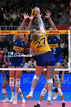 2024-05-09 - Actions game and players' images between Italian Senior Women's National Team and Swedish Senior Women's National Team in the VOLLEYBALL - FRIENDLY MATCH - Test Match at PalaBancaSport di Piacenza - May 9, 2024 - TEST MATCH - ITALY WOMEN VS SWEDEN - FRIENDLY MATCH - VOLLEYBALL