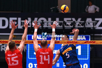 2024-05-12 - Game images of the match between the Italian national team and the Serbian national team in the Italvolley Testmatch Tournament 2024 at the “Arpad Weisz” sports hall Cavalese (TN) - 12 May 2024 - ITALY VS SERBIA - FRIENDLY MATCH - VOLLEYBALL