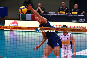 2024-05-12 - Game images of the match between the Italian national team and the Serbian national team in the Italvolley Testmatch Tournament 2024 at the “Arpad Weisz” sports hall Cavalese (TN) - 12 May 2024 - ITALY VS SERBIA - FRIENDLY MATCH - VOLLEYBALL