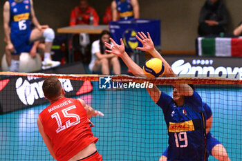 2024-05-12 - Game images of the match between the Italian national team and the Serbian national team in the Italvolley Testmatch Tournament 2024 at the “Arpad Weisz” sports hall Cavalese (TN) - 12 May 2024 - ITALY VS SERBIA - FRIENDLY MATCH - VOLLEYBALL