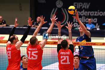 2024-05-12 - Game images of the match between the Italian national team and the Serbian national team in the Italvolley Testmatch Tournament 2024 at the “Arpad Weisz” sports hall Cavalese (TN) - 12 May 2024 - ITALY VS SERBIA - FRIENDLY MATCH - VOLLEYBALL