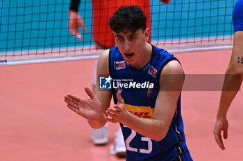 2024-05-12 - Game images of the match between the Italian national team and the Serbian national team in the Italvolley Testmatch Tournament 2024 at the “Arpad Weisz” sports hall Cavalese (TN) - 12 May 2024 - ITALY VS SERBIA - FRIENDLY MATCH - VOLLEYBALL