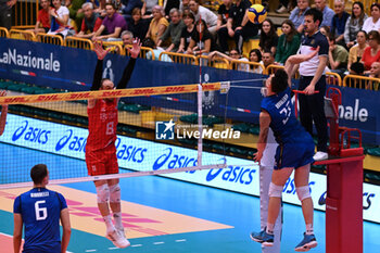 2024-05-12 - Game images of the match between the Italian national team and the Serbian national team in the Italvolley Testmatch Tournament 2024 at the “Arpad Weisz” sports hall Cavalese (TN) - 12 May 2024 - ITALY VS SERBIA - FRIENDLY MATCH - VOLLEYBALL